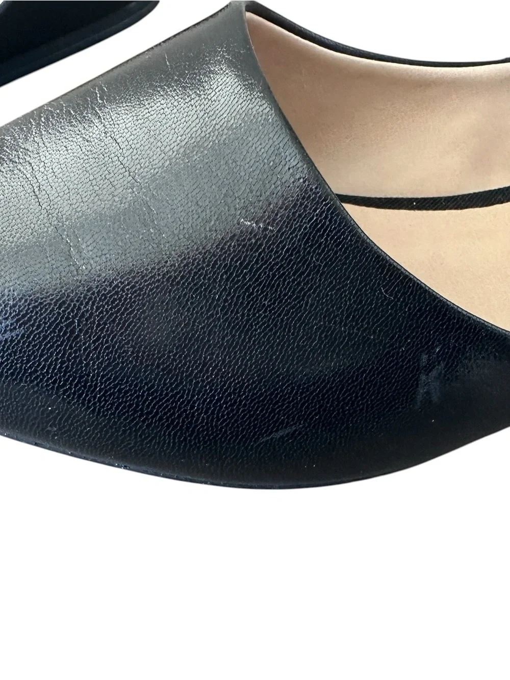 Franco Sarto Hazeline Black Leather Pointed Toe Flats Size 9 Like New - Picture 9 of 9